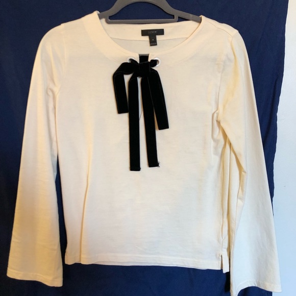 J.Crew Velvet Bow Front Top - Picture 1 of 3